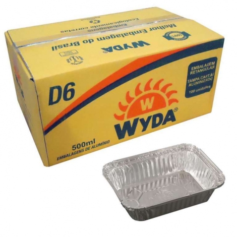 WYDA - BANDEJA ALUMINIO D6 500 ML (165X124X43) - CX.100UN