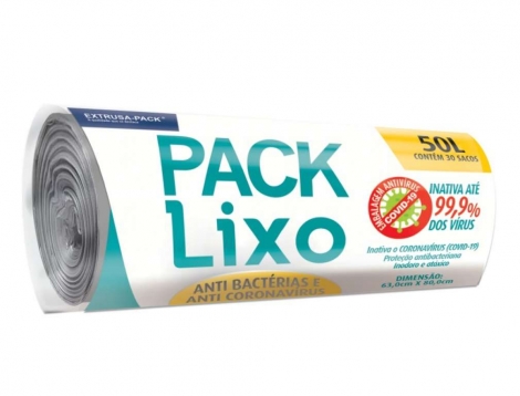 PACK LIXO ANTI COVID 050 LITROS CINZA 63X80 RL 30 UUN